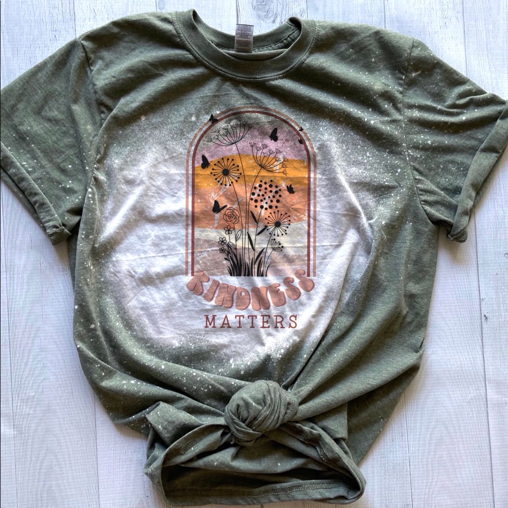 Bleached Kindness Matters Floral Tee